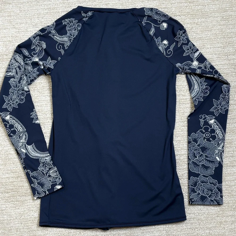 Roxy Floral Bandana Print Zip Front Long Sleeve Rashguard Kids Girls Size M 10